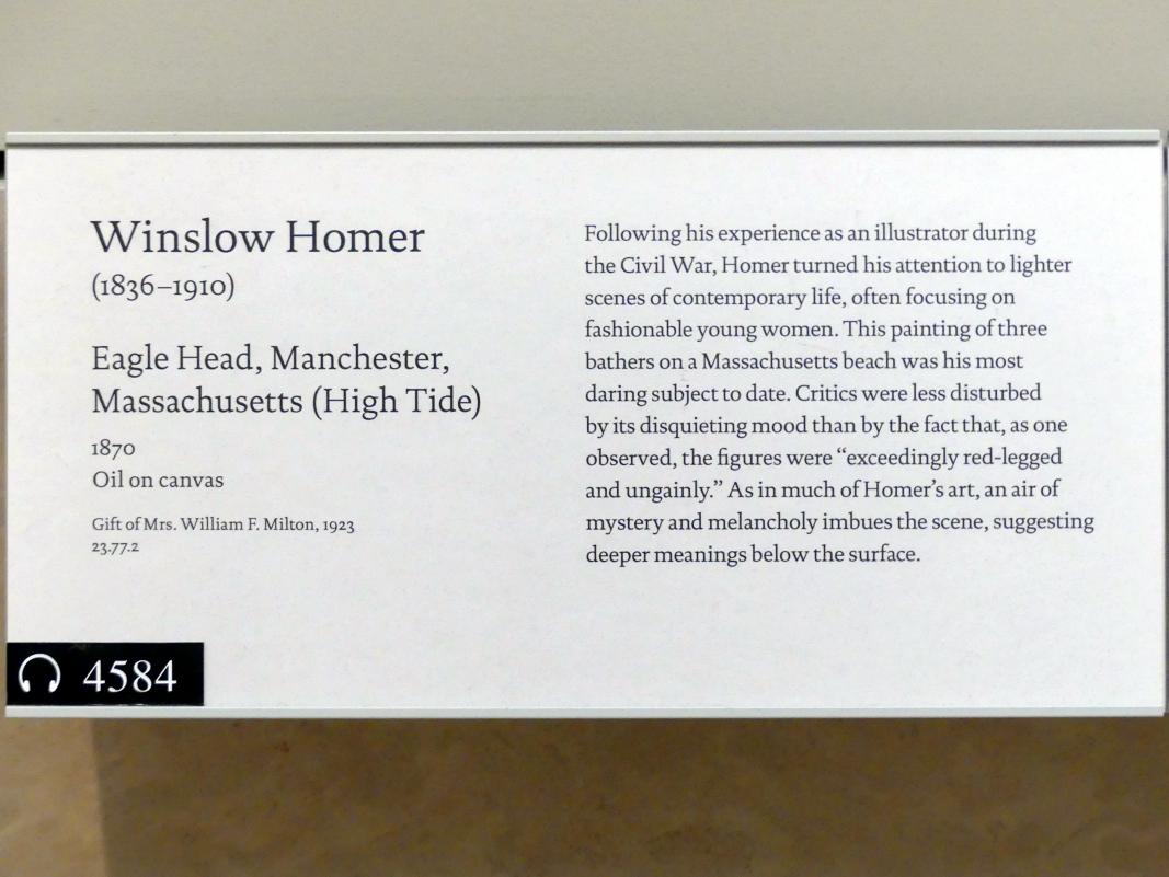 Winslow Homer (1864–1907), Eagle Head, Manchester, Massachusetts (Flut), New York, Metropolitan Museum of Art (Met), Saal 767, 1870, Bild 2/3