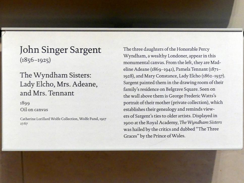 John Singer Sargent (1875–1920), Die Wyndham-Schwestern: Lady Elcho, Mrs. Adeane und Mrs. Tennant, New York, Metropolitan Museum of Art (Met), Saal 771, 1899, Bild 2/2