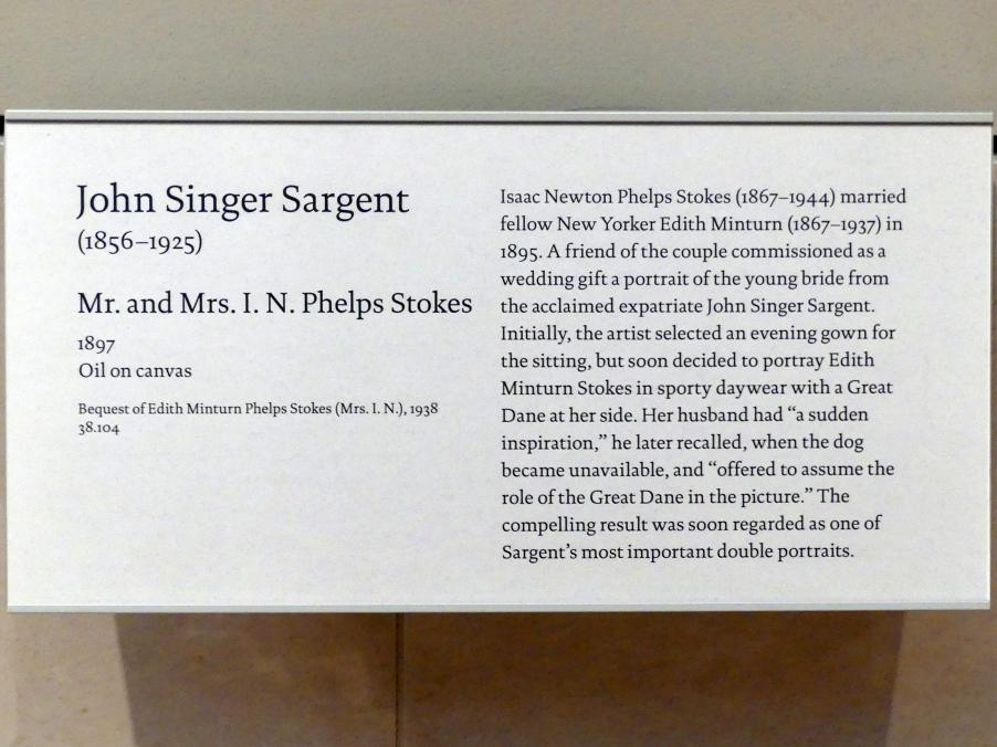 John Singer Sargent (1875–1920), Herr und Frau I. N. Phelps Stokes, New York, Metropolitan Museum of Art (Met), Saal 771, 1897, Bild 2/2