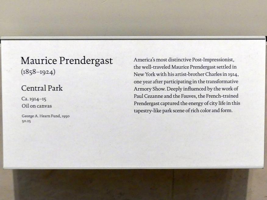 Maurice Brazil Prendergast (1898–1920), Central Park, New York, Metropolitan Museum of Art (Met), Saal 772, um 1914–1915, Bild 2/2