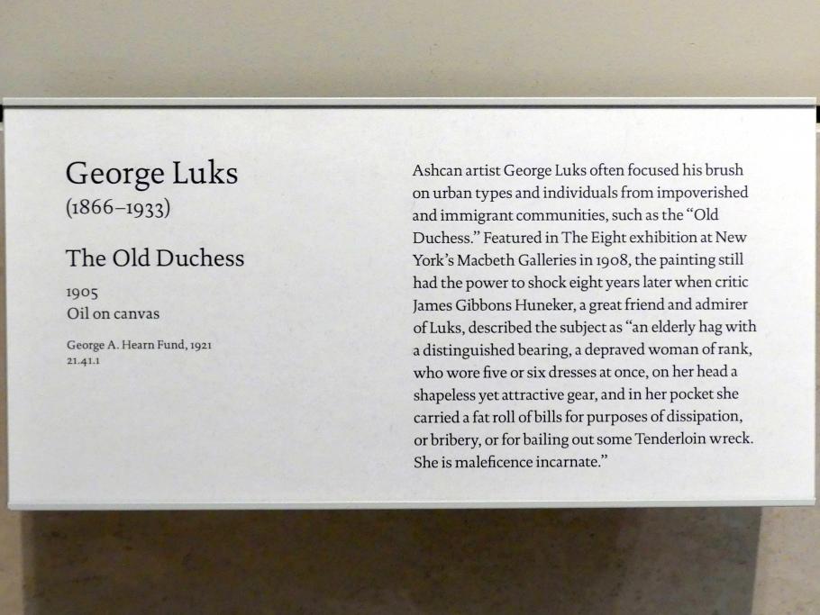 George Benjamin Luks (1905), Die alte Herzogin, New York, Metropolitan Museum of Art (Met), Saal 772, 1905, Bild 2/2
