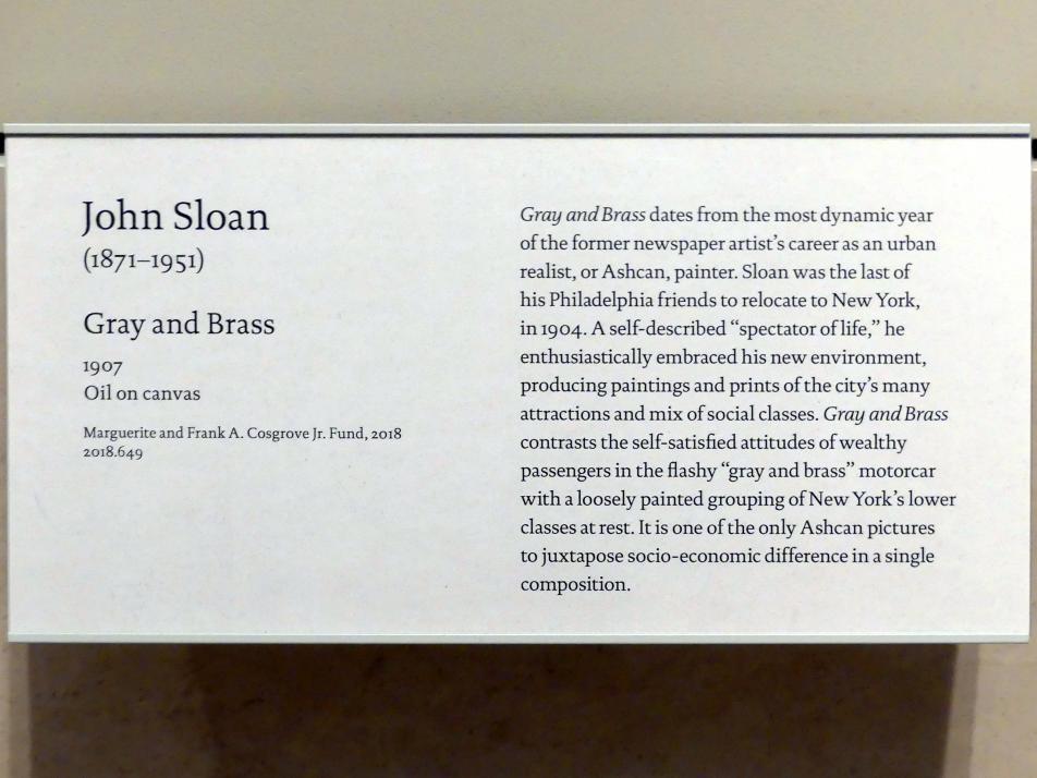 John French Sloan (1905–1907), Grau und Messing, New York, Metropolitan Museum of Art (Met), Saal 772, 1907, Bild 2/2