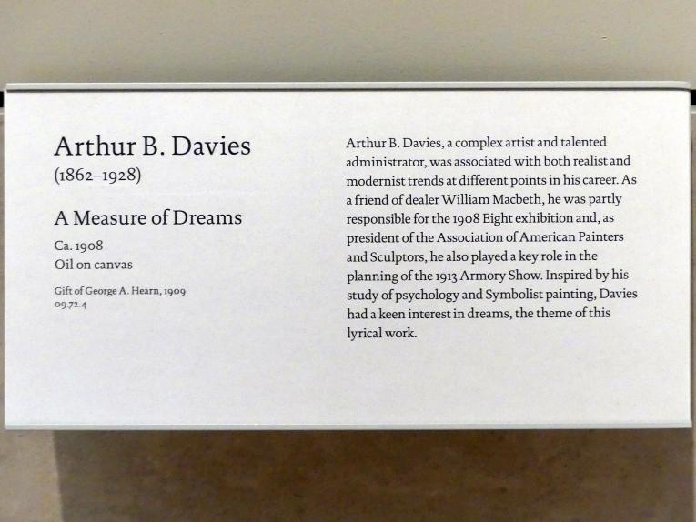 Arthur B. Davies (1908), Ein Maß für Träume, New York, Metropolitan Museum of Art (Met), Saal 772, um 1908, Bild 2/2