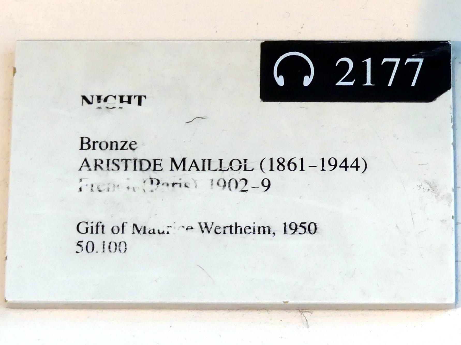 Aristide Maillol (1899–1931), Die Nacht, New York, Metropolitan Museum of Art (Met), Saal 548, 1902–1909, Bild 3/3