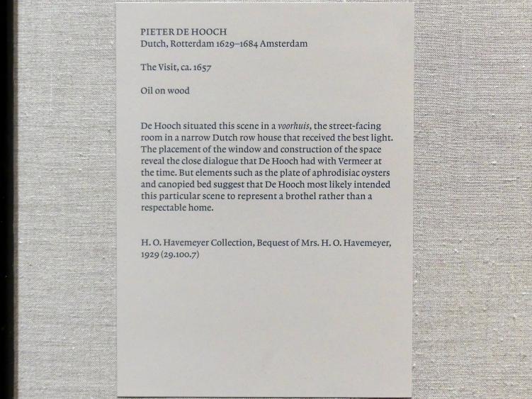 Pieter de Hooch (1650–1681), Der Besuch, New York, Metropolitan Museum of Art (Met), Saal 964, um 1657, Bild 2/2