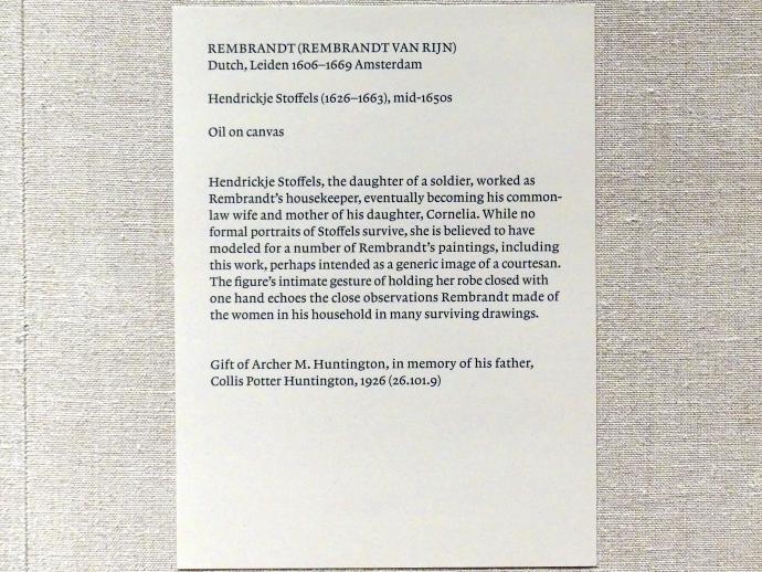 Rembrandt (Rembrandt Harmenszoon van Rijn) (1627–1669), Hendrickje Stoffels (1626-1663), New York, Metropolitan Museum of Art (Met), Saal 964, um 1655, Bild 2/2