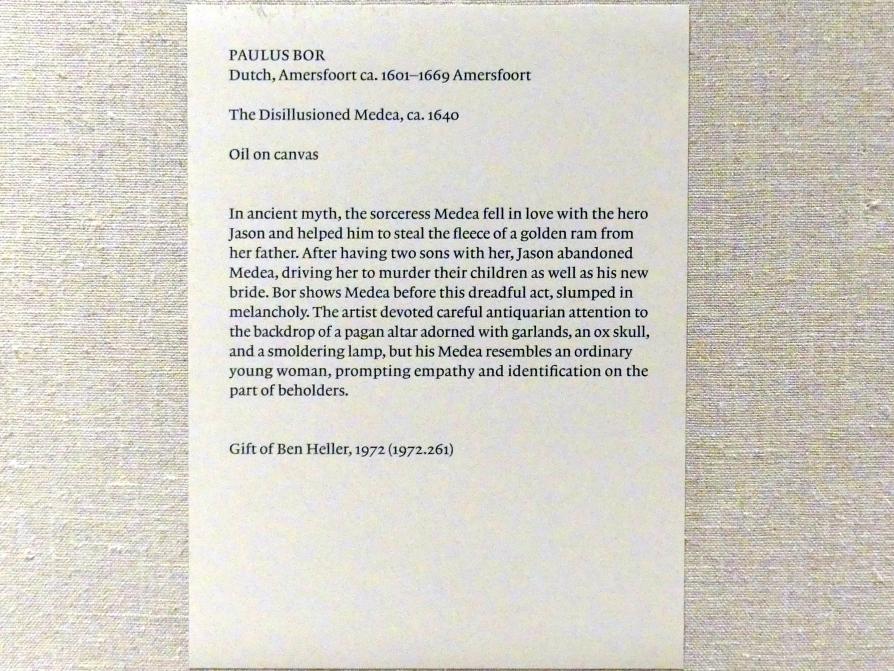 Paulus Bor (1640), Die desillusionierte Medea, New York, Metropolitan Museum of Art (Met), Saal 964, um 1640, Bild 2/2