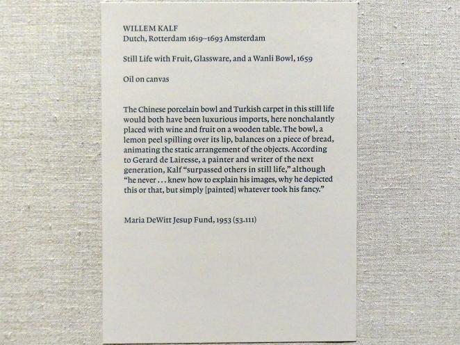 Willem Claeszoon Heda (1631–1659), Stillleben mit Obst, Glaswaren und einer Wanli-Schüssel, New York, Metropolitan Museum of Art (Met), Saal 964, 1659, Bild 2/2
