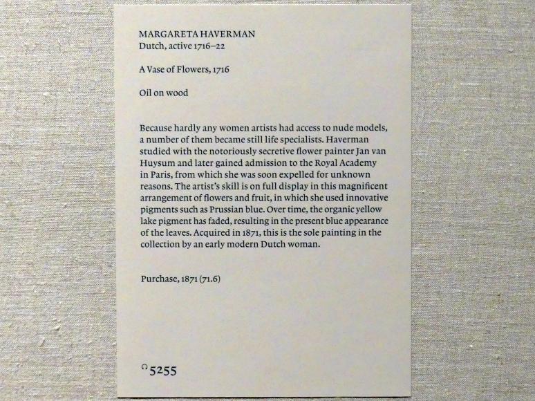 Margareta Haverman (1716), Blumenbouquet, New York, Metropolitan Museum of Art (Met), Saal 964, 1716, Bild 2/2