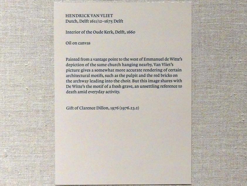 Hendrick Cornelisz. van Vliet (1655–1665), Interieur der Oude Kerk, Delft, New York, Metropolitan Museum of Art (Met), Saal 964, 1660, Bild 2/2