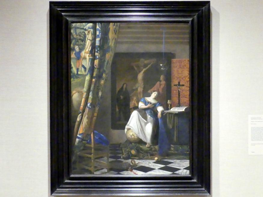 Jan Vermeer (Johannes Vermeer) (1654–1672), Allegorie auf den katholischen Glauben, New York, Metropolitan Museum of Art (Met), Saal 964, um 1670–1672