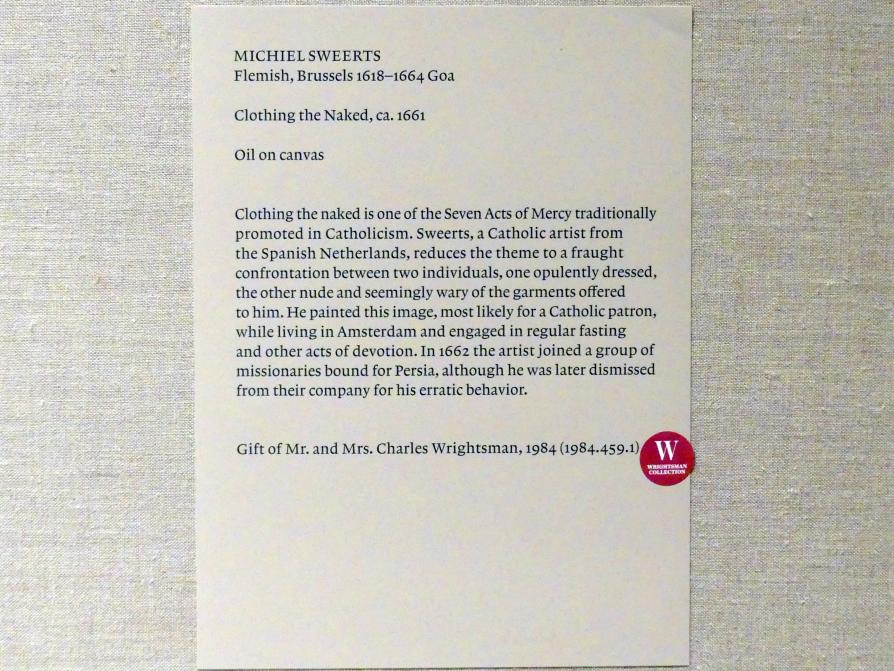 Michael Sweerts (1649–1661), Bekleidung der Nackten, New York, Metropolitan Museum of Art (Met), Saal 964, um 1661, Bild 2/2