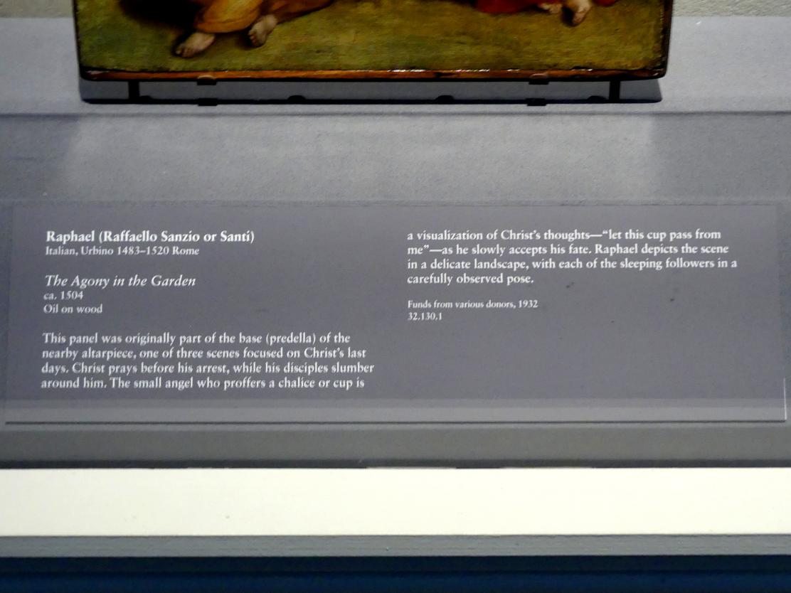 Raffael (Raffaello Sanzio da Urbino, Raffaello Santi) (1501–1519), Christus am Ölberg, New York, Metropolitan Museum of Art (Met), Saal 962, um 1504, Bild 2/2