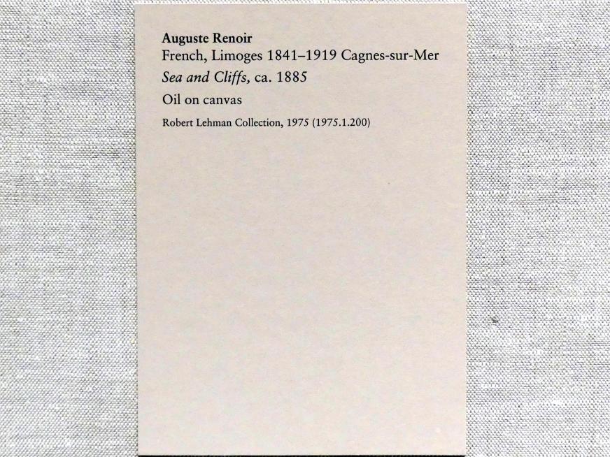 Auguste Renoir (Pierre-Auguste Renoir) (1866–1918), Meer und Klippen, New York, Metropolitan Museum of Art (Met), Saal 961, um 1885, Bild 2/2