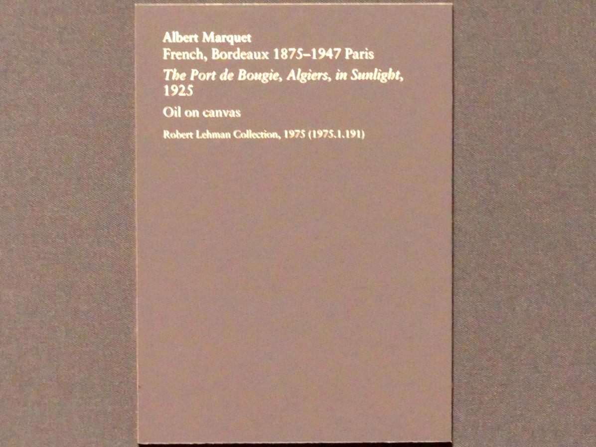 Albert Marquet (1899–1930), Der Port de Bougie in Algier im Sonnenlicht, New York, Metropolitan Museum of Art (Met), Saal 955, 1925, Bild 2/2