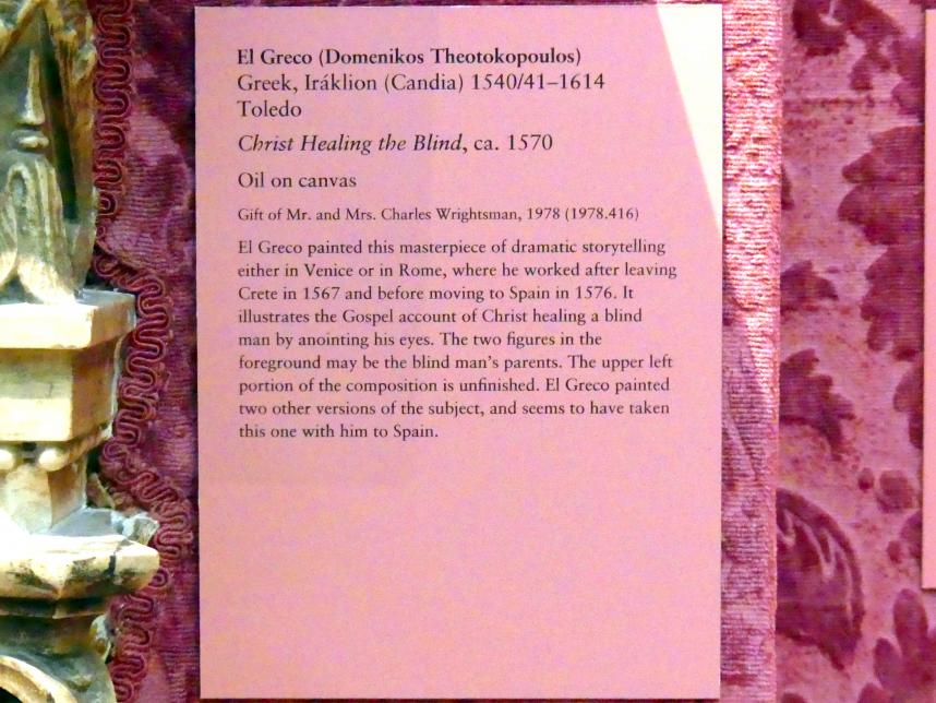 El Greco (Domínikos Theotokópoulos) (1567–1613), Christus heilt den Blinden, New York, Metropolitan Museum of Art (Met), Saal 958, um 1570, Bild 2/2