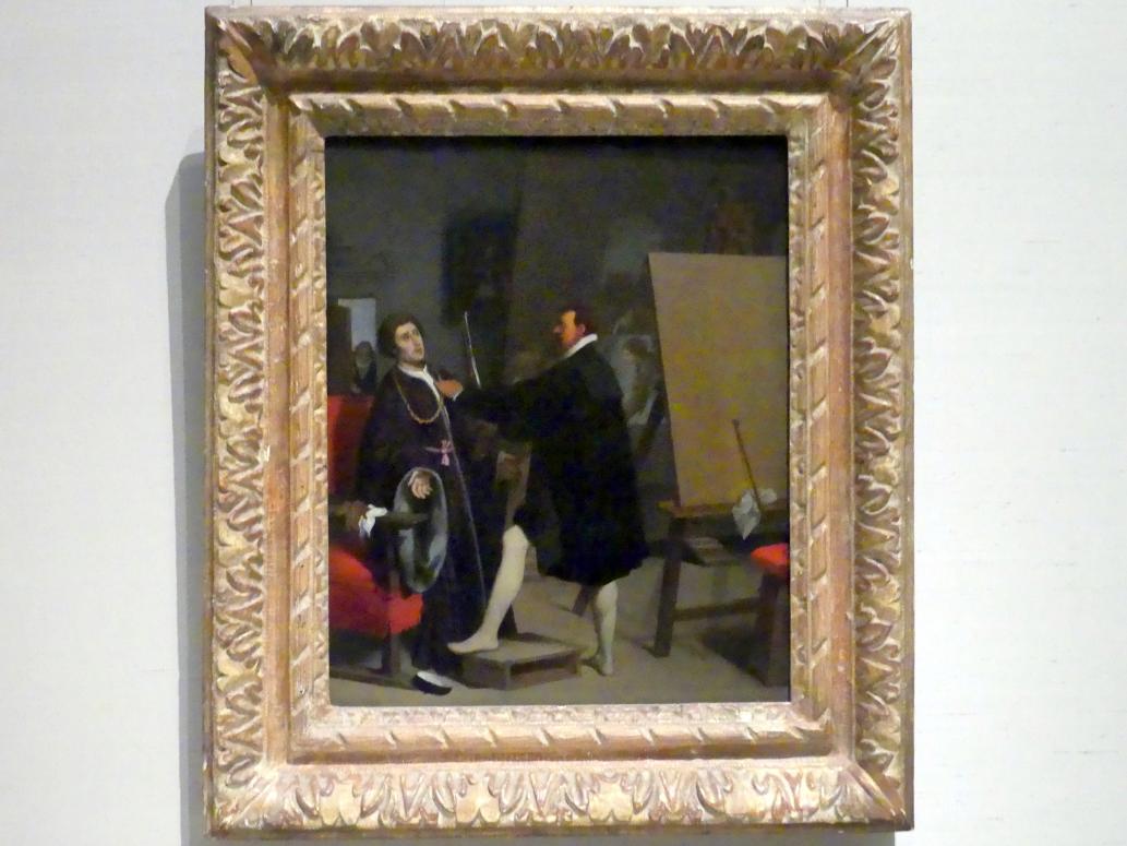 Jean-Auguste-Dominique Ingres (1810 - 1852): Aretino im Studio von Tintoretto, 1848
