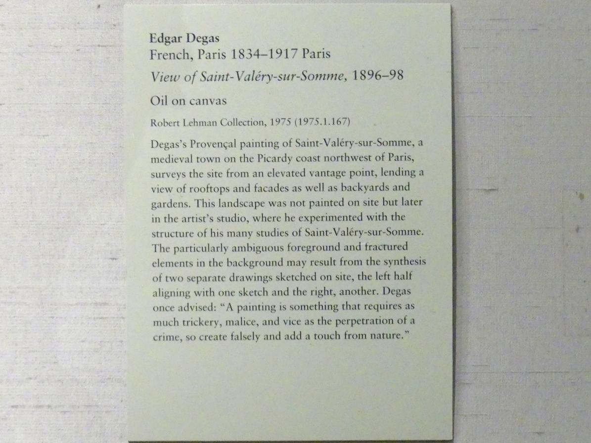 Edgar Degas (1855–1909), Blick auf Saint-Valéry-sur-Somme, New York, Metropolitan Museum of Art (Met), Saal 957, 1896–1898, Bild 2/2
