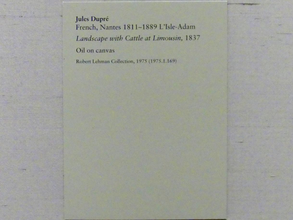 Jules Dupré (1836–1865), Landschaft mit Rindern in Limousin, New York, Metropolitan Museum of Art (Met), Saal 957, 1837, Bild 2/2