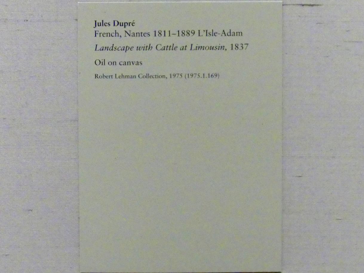 Jules Dupré (1836–1865), Landschaft mit Rindern in Limousin, New York, Metropolitan Museum of Art (Met), Saal 957, 1837, Bild 2/2