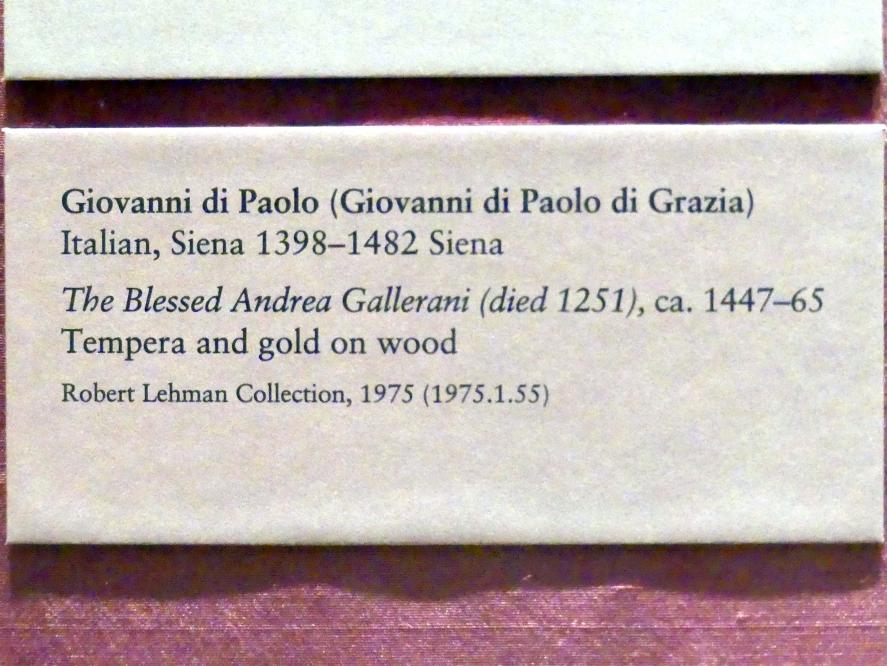 Giovanni di Paolo (1435–1475), Der selige Andrea Gallerani (gestorben 1251), New York, Metropolitan Museum of Art (Met), Saal 956, um 1447–1465, Bild 2/2