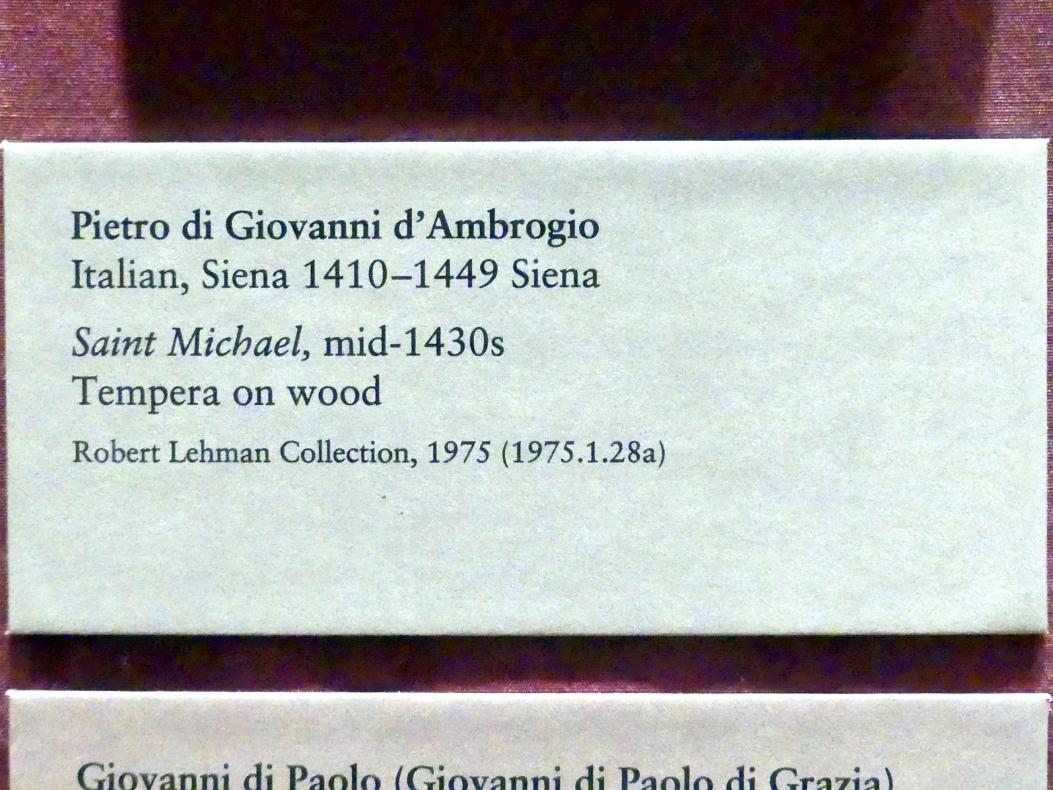 Pietro di Giovanni d'Ambrosio (1435), Heiliger Erzengel Michael, New York, Metropolitan Museum of Art (Met), Saal 956, um 1435, Bild 2/2