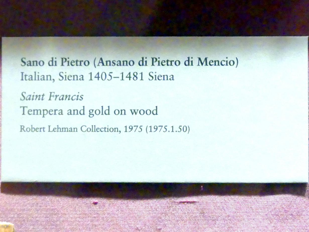 Sano di Pietro (1437–1467), Heiliger Franziskus, New York, Metropolitan Museum of Art (Met), Saal 956, Undatiert, Bild 2/2