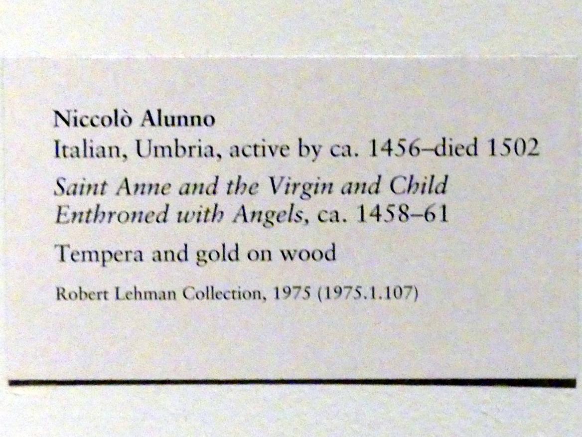 Nicolò Alunno (Niccolò di Liberatore) (1459–1492), Heilige Anna Selbdritt mit Engeln, New York, Metropolitan Museum of Art (Met), Saal 954, um 1458–1461, Bild 2/2