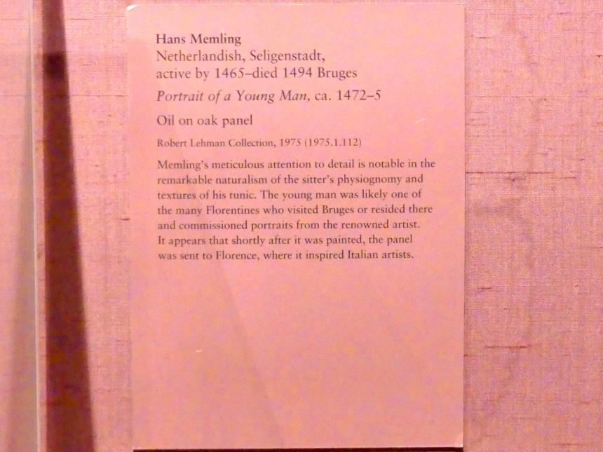 Hans Memling: Porträt eines jungen Mannes, um 1472 - 1475, Bild 2/2