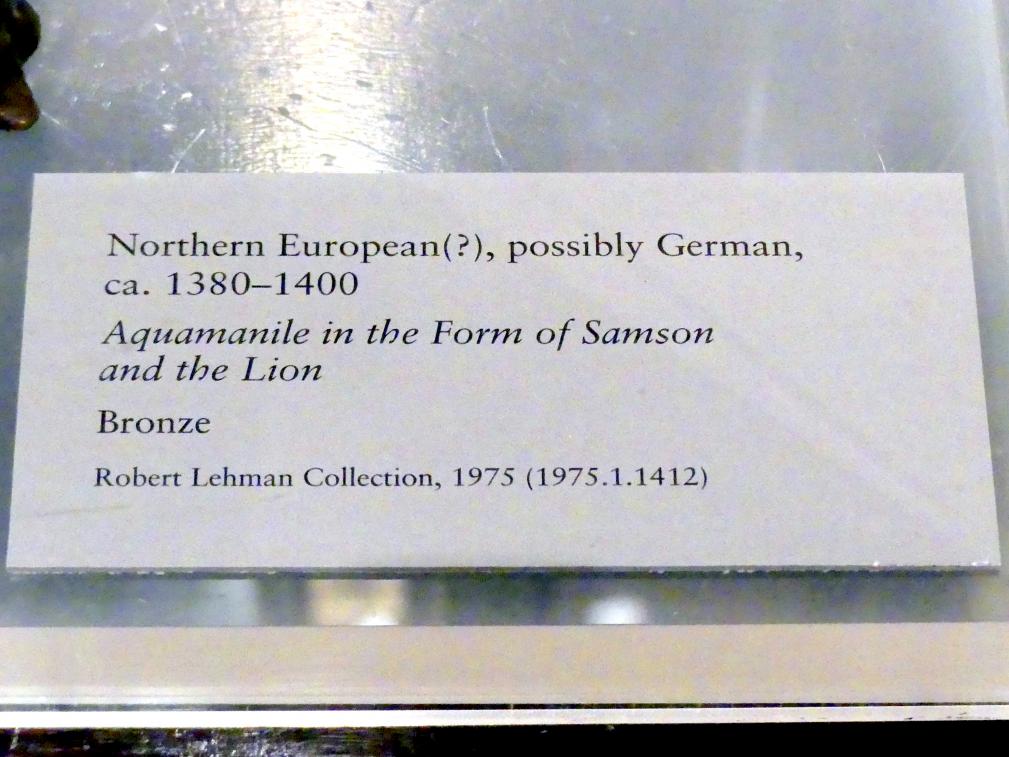 Aquamanile in Form von Simson und dem Löwen, New York, Metropolitan Museum of Art (Met), Saal 953, um 1380–1400, Bild 4/4