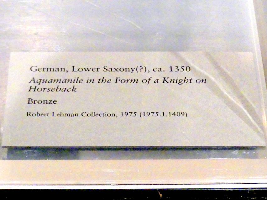 Aquamanile in Form eines Ritters zu Pferd, New York, Metropolitan Museum of Art (Met), Saal 953, um 1350, Bild 4/4