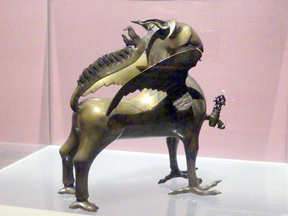Aquamanile in Form eines Greifen, New York, Metropolitan Museum of Art (Met), Saal 953, um 1425–1450