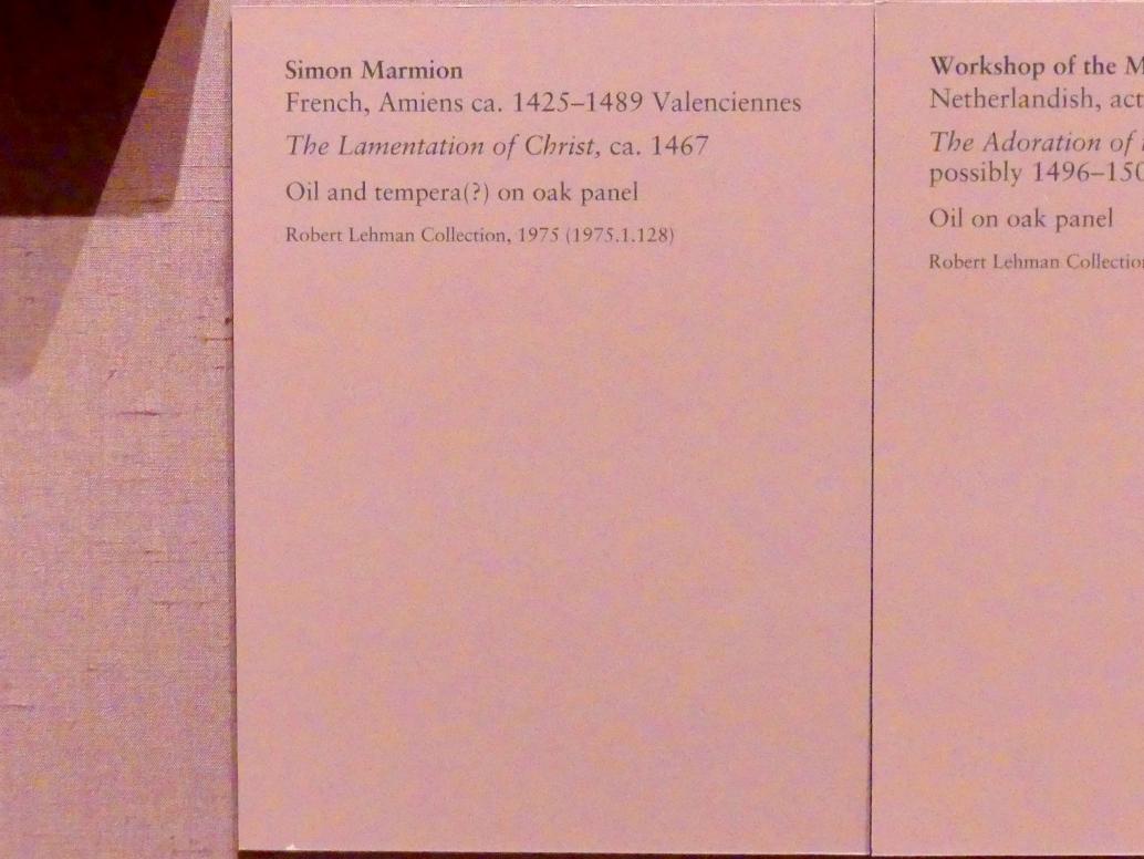Simon Marmion (1459–1467), Beweinung Christi, New York, Metropolitan Museum of Art (Met), Saal 953, um 1467, Bild 2/2