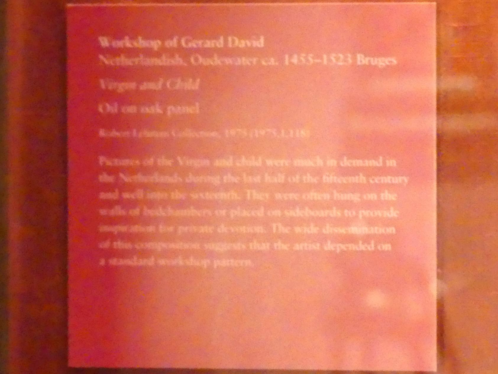 Gerard David (Werkstatt) (1506), Maria mit Kind, New York, Metropolitan Museum of Art (Met), Saal 953, 1490–1523, Bild 2/2
