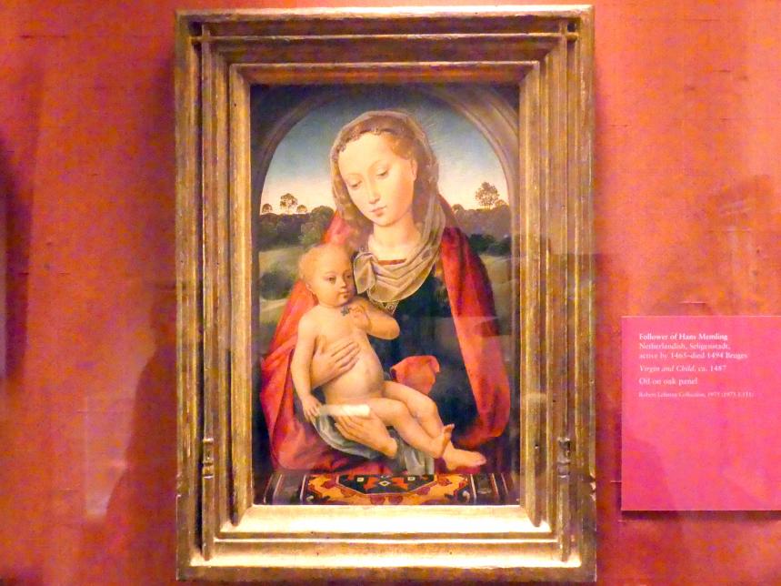 Hans Memling (Nachfolger) (1487), Maria mit Kind, New York, Metropolitan Museum of Art (Met), Saal 953, um 1487