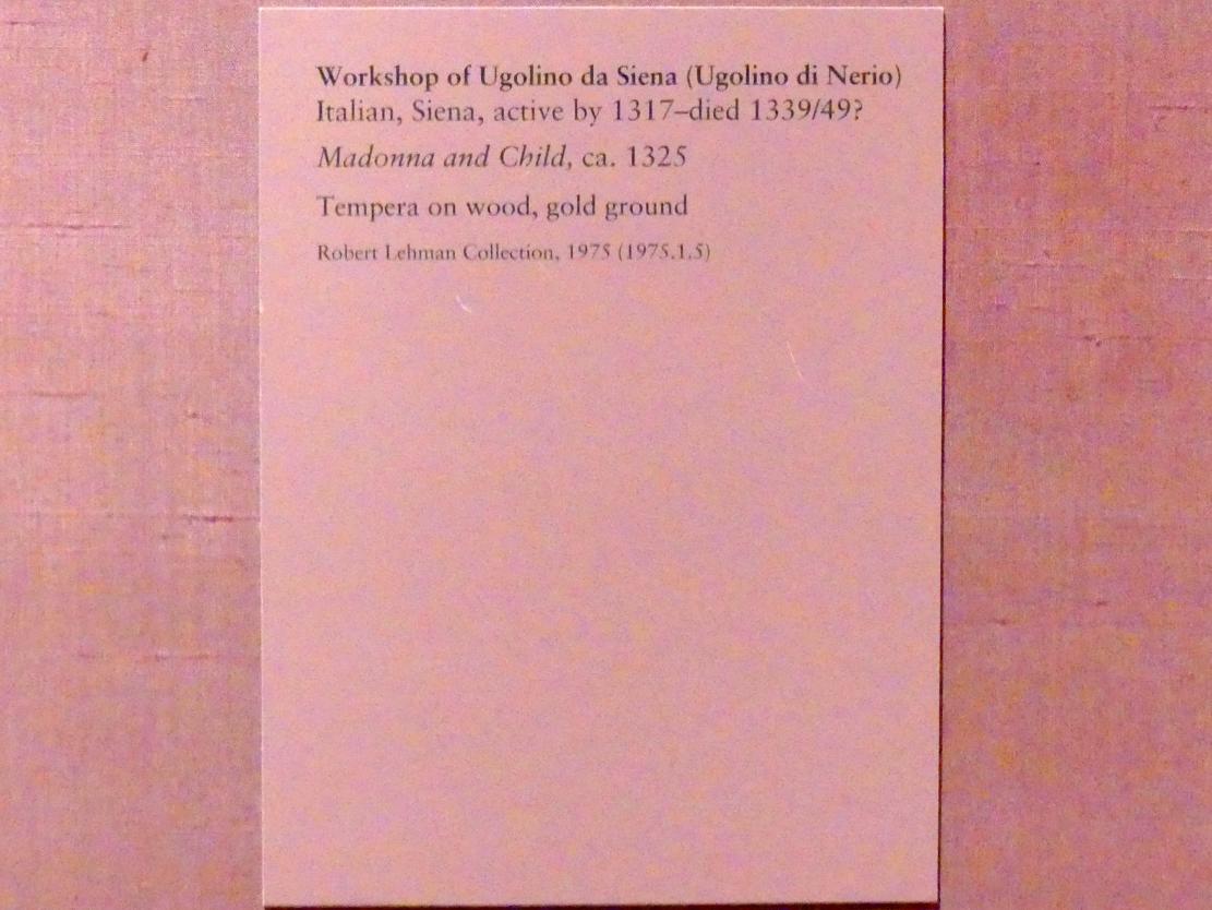 Ugolino di Nerio (1305–1332), Maria mit Kind, New York, Metropolitan Museum of Art (Met), Saal 952, um 1325, Bild 2/2
