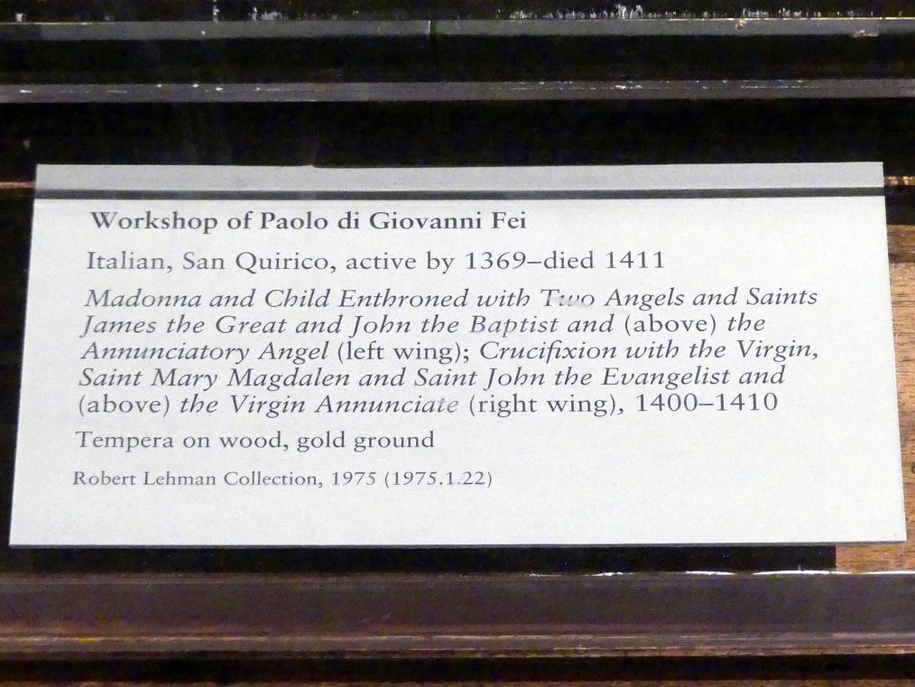 Paolo di Giovanni Fei (Werkstatt) (1405), Diptychon, New York, Metropolitan Museum of Art (Met), Saal 952, 1400–1410, Bild 2/2
