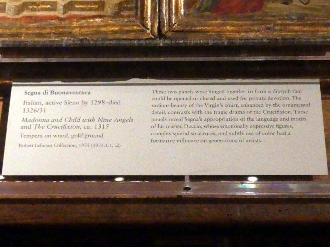 Segna di Bonaventura (1312–1315), Maria mit Kind und neun Engeln und die Kreuzigung, New York, Metropolitan Museum of Art (Met), Saal 952, um 1315, Bild 2/2