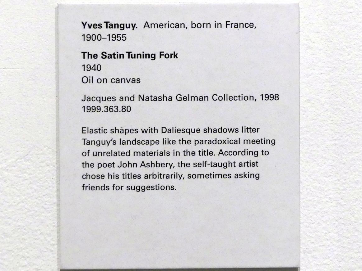 Yves Tanguy (1926–1954), Die Satin Stimmgabel, New York, Metropolitan Museum of Art (Met), Saal 907, 1940, Bild 2/2
