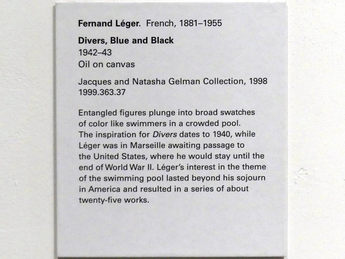 Fernand Léger (1912–1954), Taucher, Blau und Schwarz, New York, Metropolitan Museum of Art (Met), Saal 906, 1942–1943, Bild 2/2