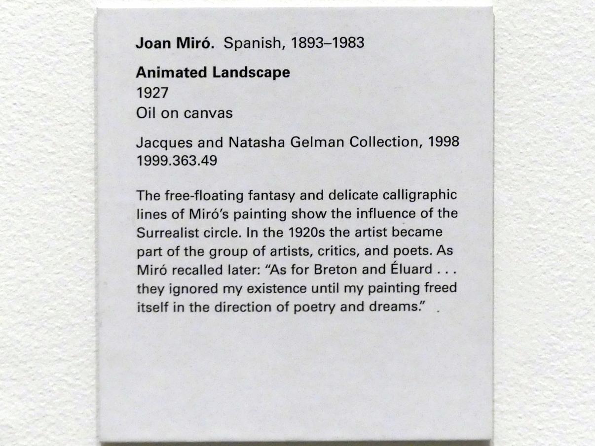 Joan Miró (1917–1970), Animierte Landschaft, New York, Metropolitan Museum of Art (Met), Saal 906, 1927, Bild 2/2