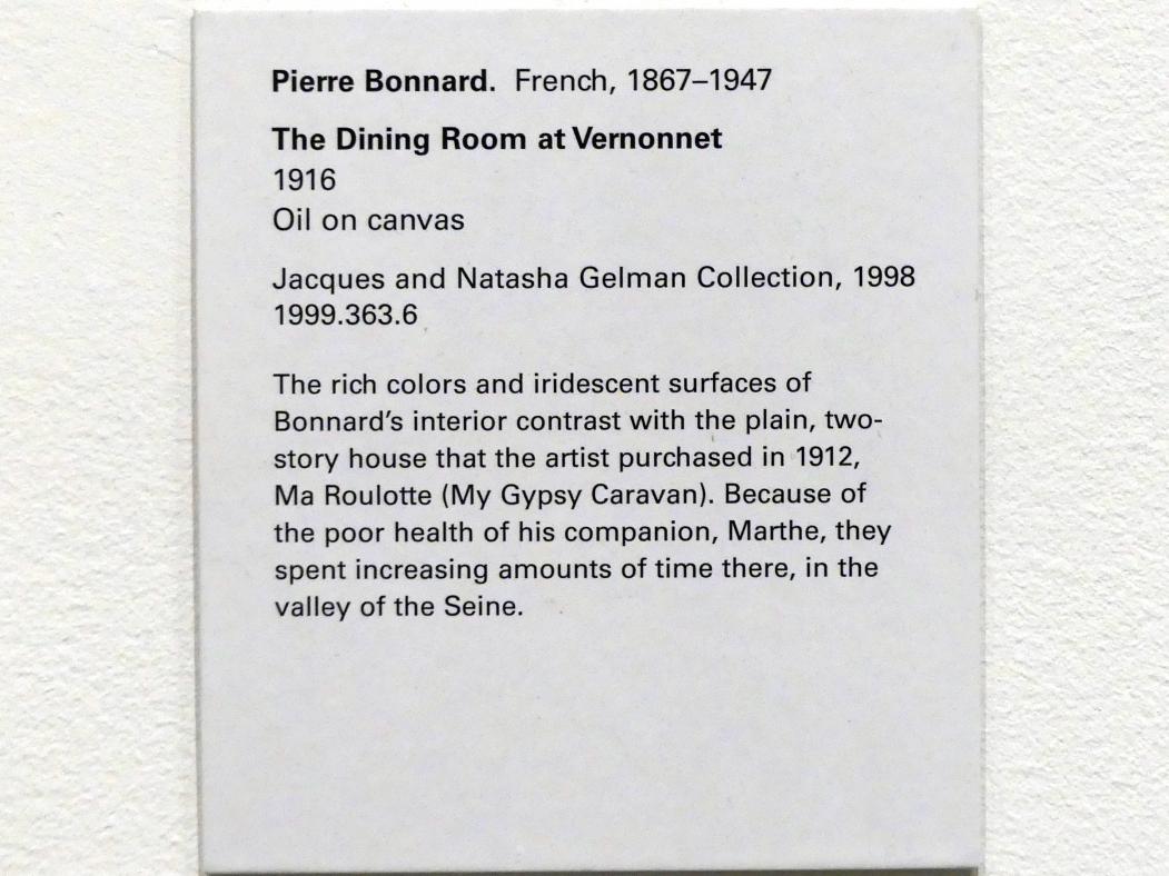 Pierre Bonnard (1893–1943), Das Esszimmer, Vernonnet, New York, Metropolitan Museum of Art (Met), Saal 905, 1916, Bild 2/2