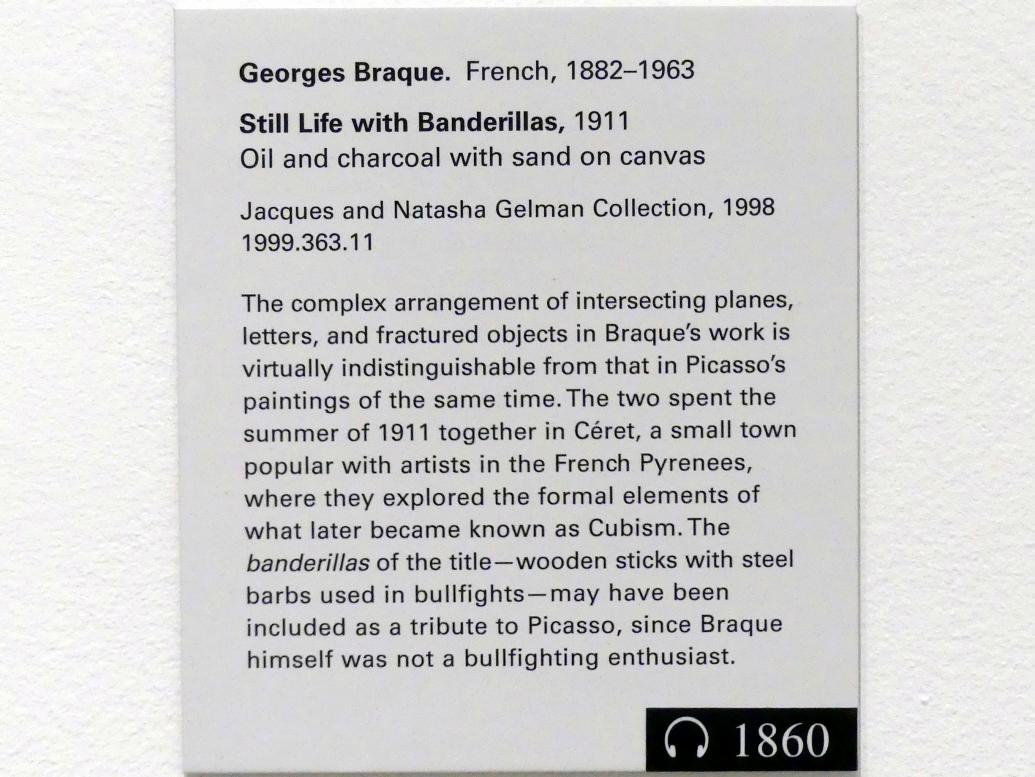 Georges Braque (1906–1956), Stillleben mit Banderillas, New York, Metropolitan Museum of Art (Met), Saal 905, 1911, Bild 2/2