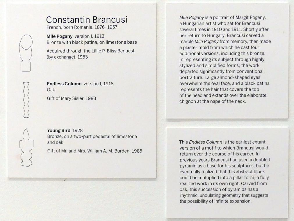 Constantin Brâncuși (1911–1942), Endlose Säule, Version I, New York, Museum of Modern Art (MoMA), Saal 500, 1918, Bild 2/2