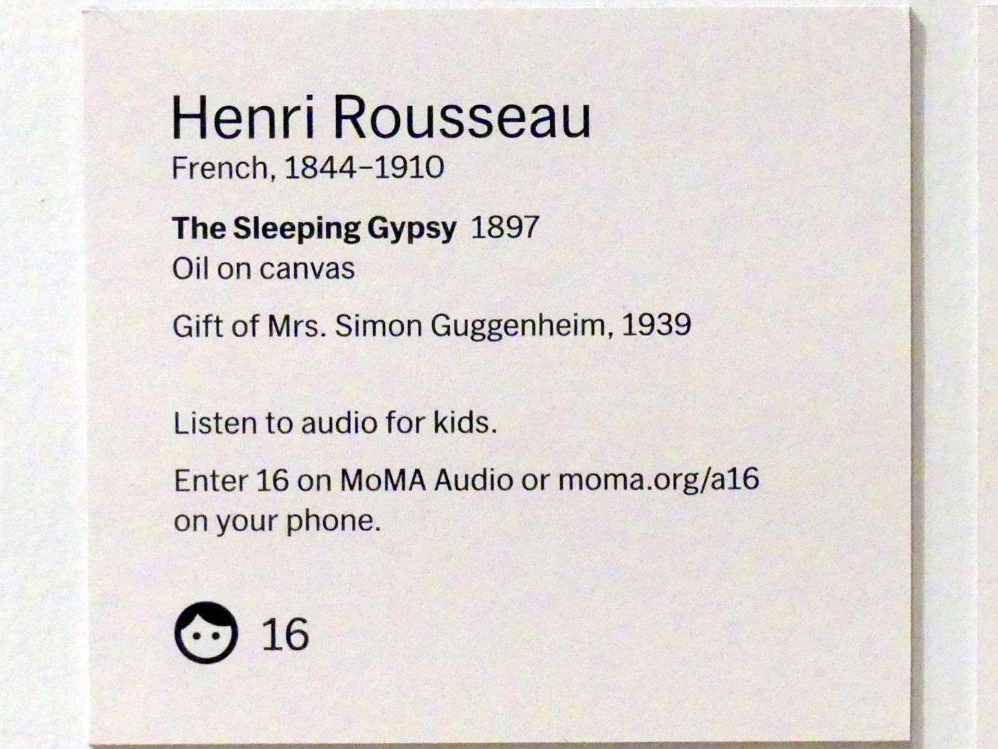 Henri Rousseau (Le Douanier) (1890–1910), Schlafende Zigeunerin, New York, Museum of Modern Art (MoMA), Saal 501, 1897, Bild 2/3