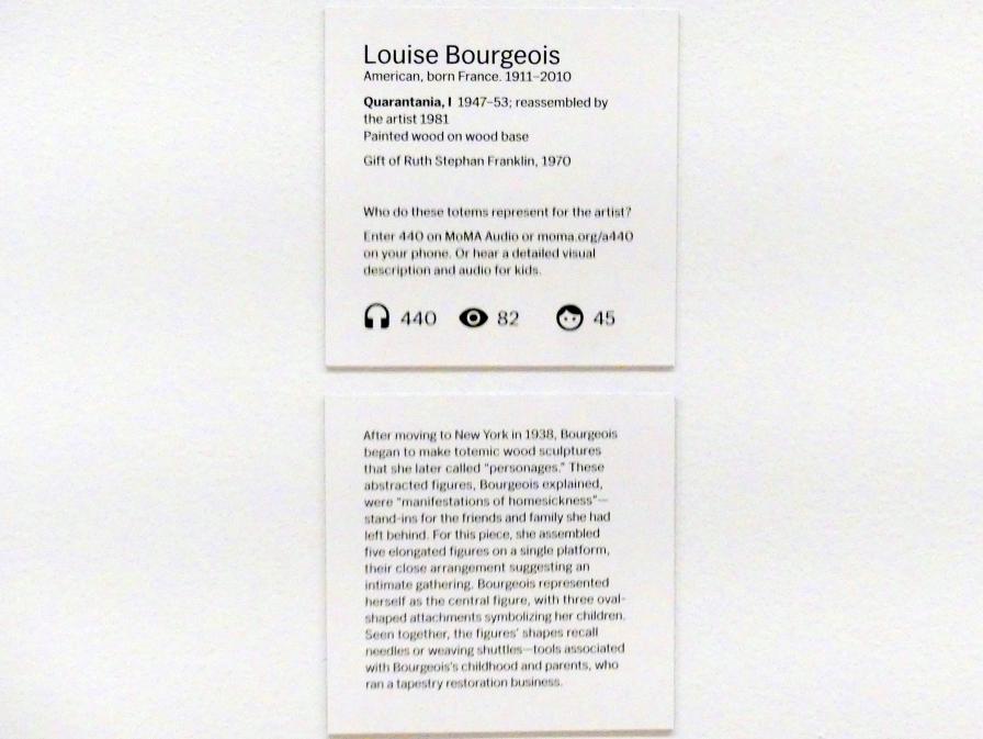 Louise Bourgeois (1947–2007), Quarantania I, New York, Museum of Modern Art (MoMA), Saal 503, 1947–1953, Bild 3/3