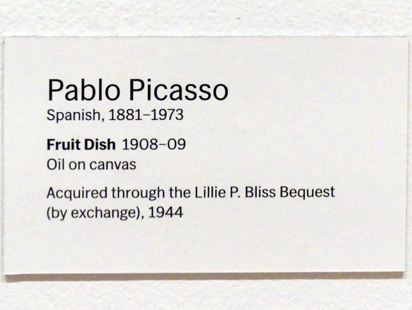 Pablo Picasso (1897–1972), Obstschale, New York, Museum of Modern Art (MoMA), Saal 503, 1908–1909, Bild 2/2