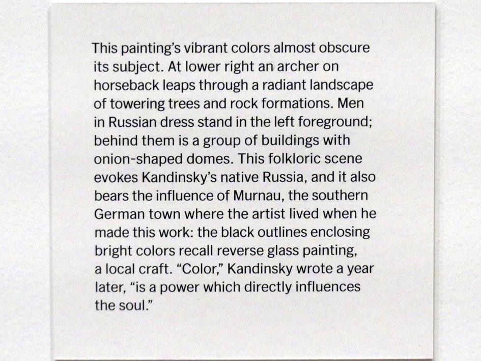 Wassily Kandinsky (1900–1943), Bild mit Bogenschützen, New York, Museum of Modern Art (MoMA), Saal 504, 1909, Bild 3/3