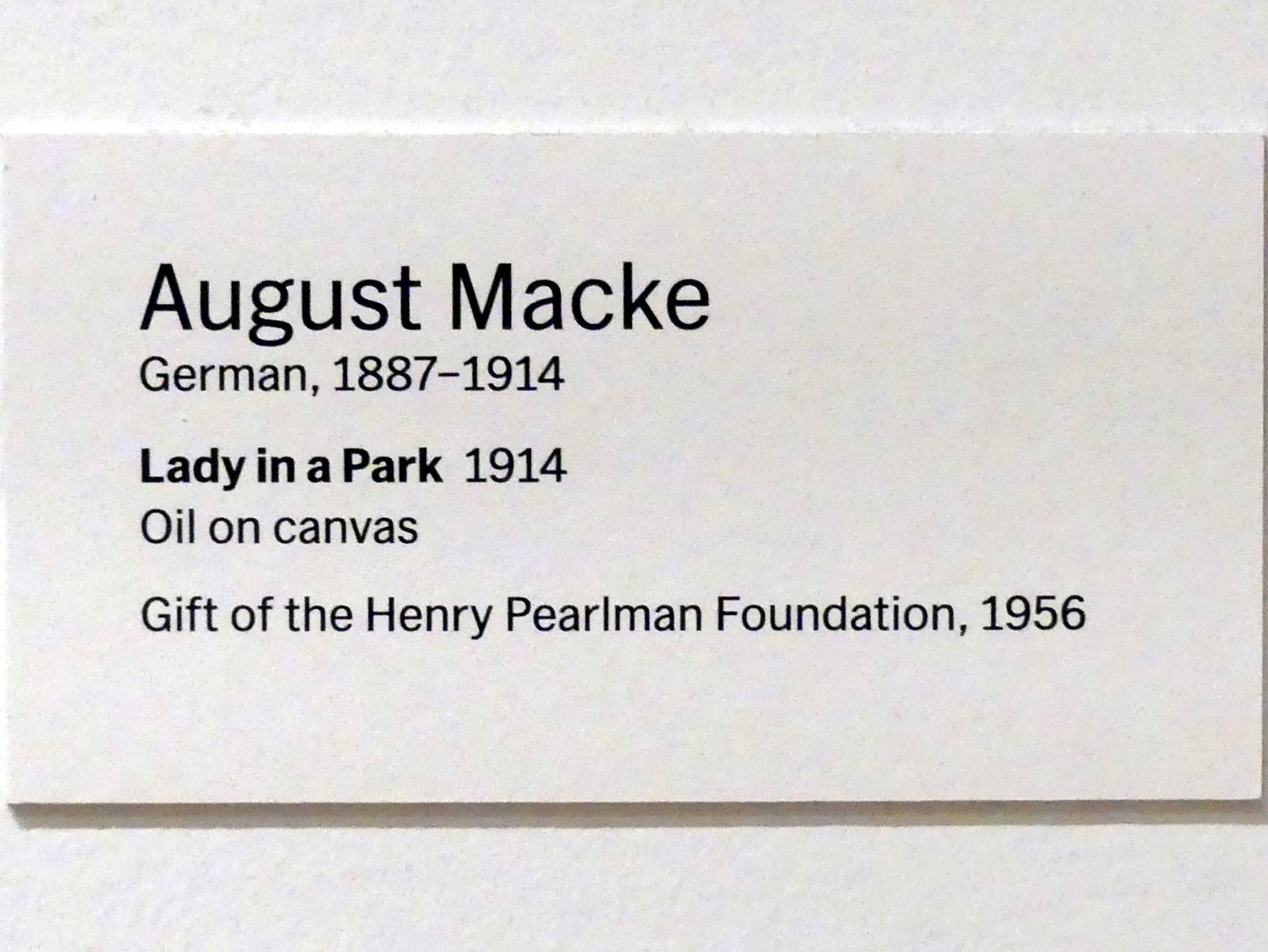 August Macke (1907–1914), Dame im Park, New York, Museum of Modern Art (MoMA), Saal 504, 1914, Bild 2/2
