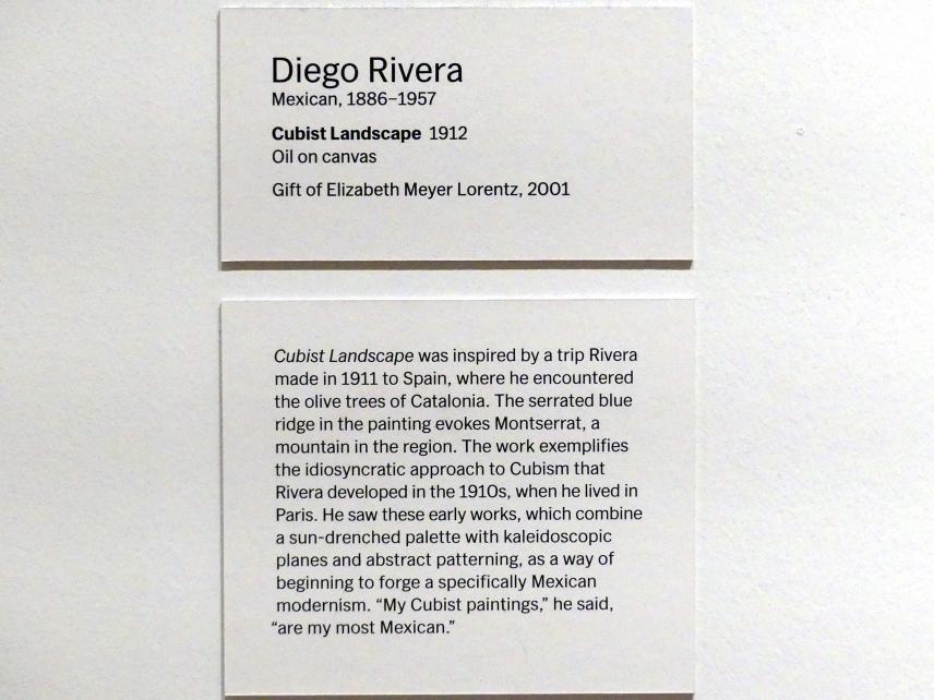 Diego Rivera (1912–1916), Kubistische Landschaft, New York, Museum of Modern Art (MoMA), Saal 505, 1912, Bild 2/2